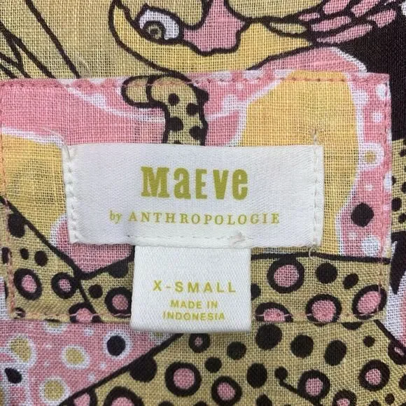 Anthropologie Maeve Printed Buttondown Surf Shirt Novelty Women XS NWOT Ink Dots - Picture 6 of 16